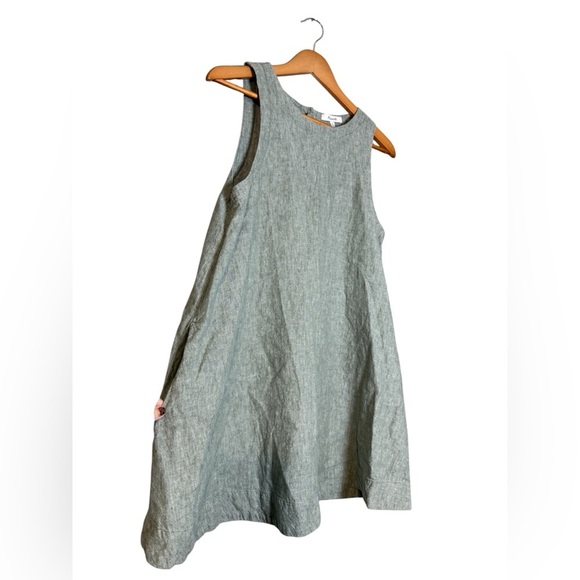 Madewell Sage Green Linen Cotton Tank Mini Dress NF885 w/ Pockets Size M - Picture 5 of 6